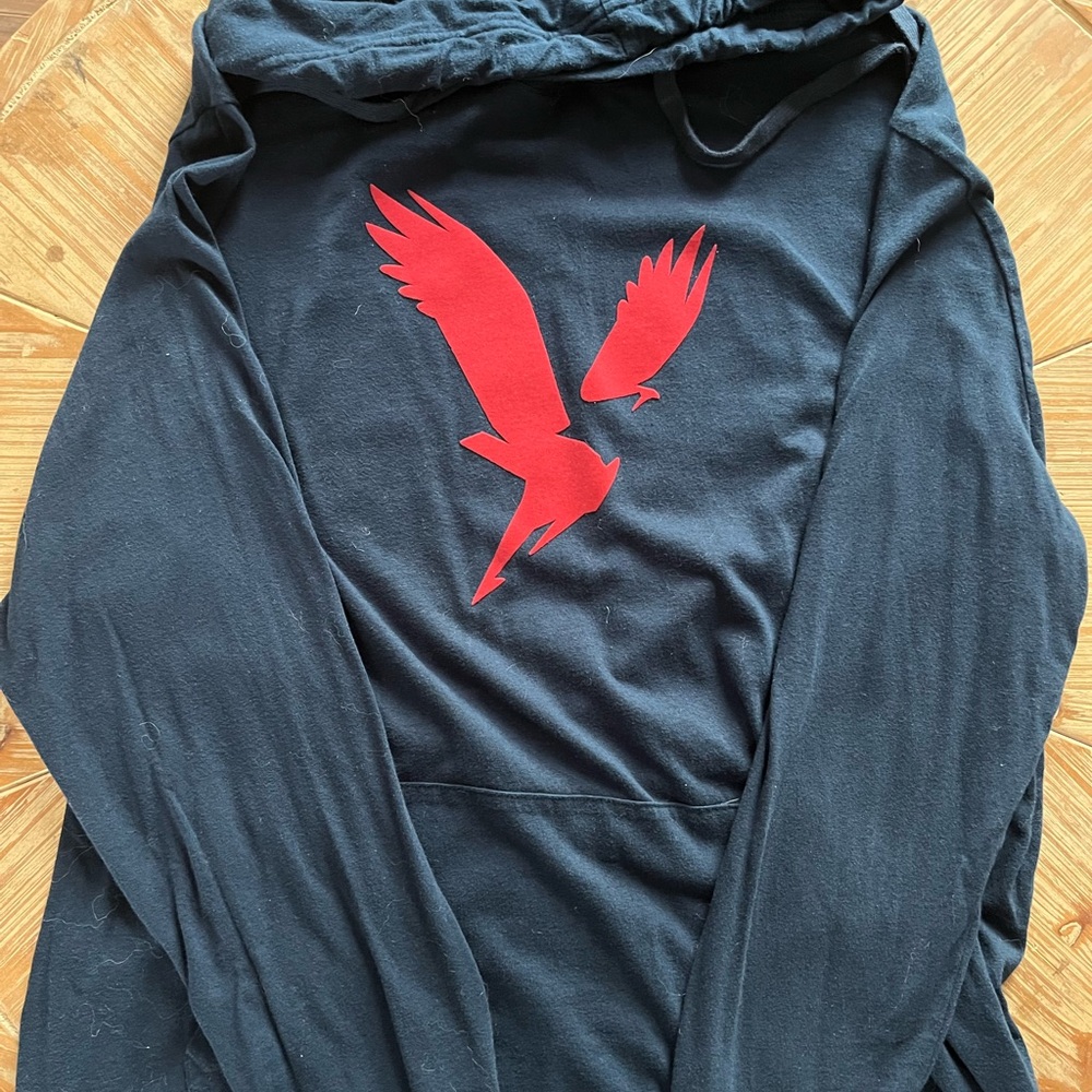 American Eagle Outfitters Black Hoodie with Red Logo